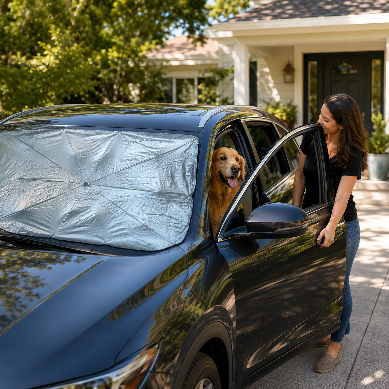 The Cool Cabin™ Windshield Sun Shade — Umbrella-Style Car Sunshade